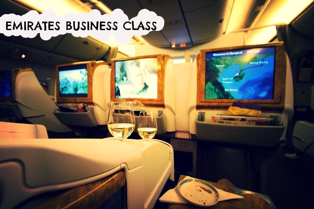 A view of the in flight entertainment from the business class seat in emirates boeing 777