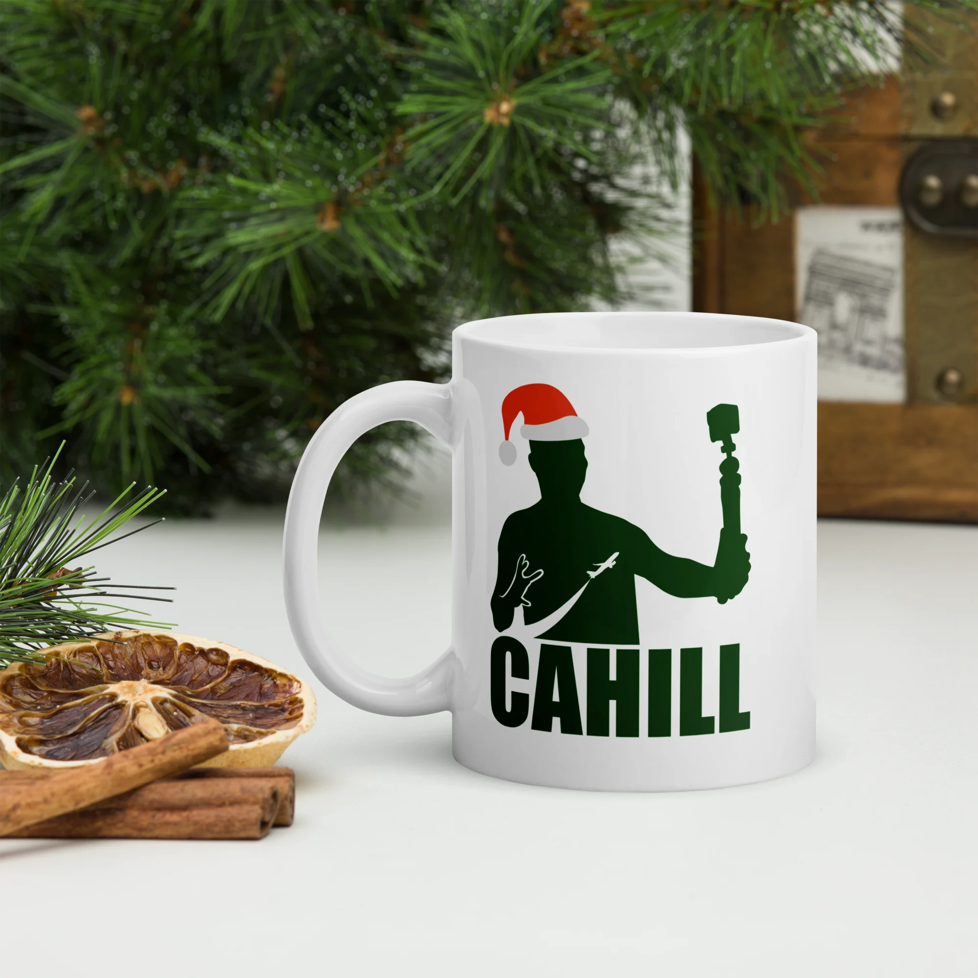 front view of cahill branded CHRISTMAS mug